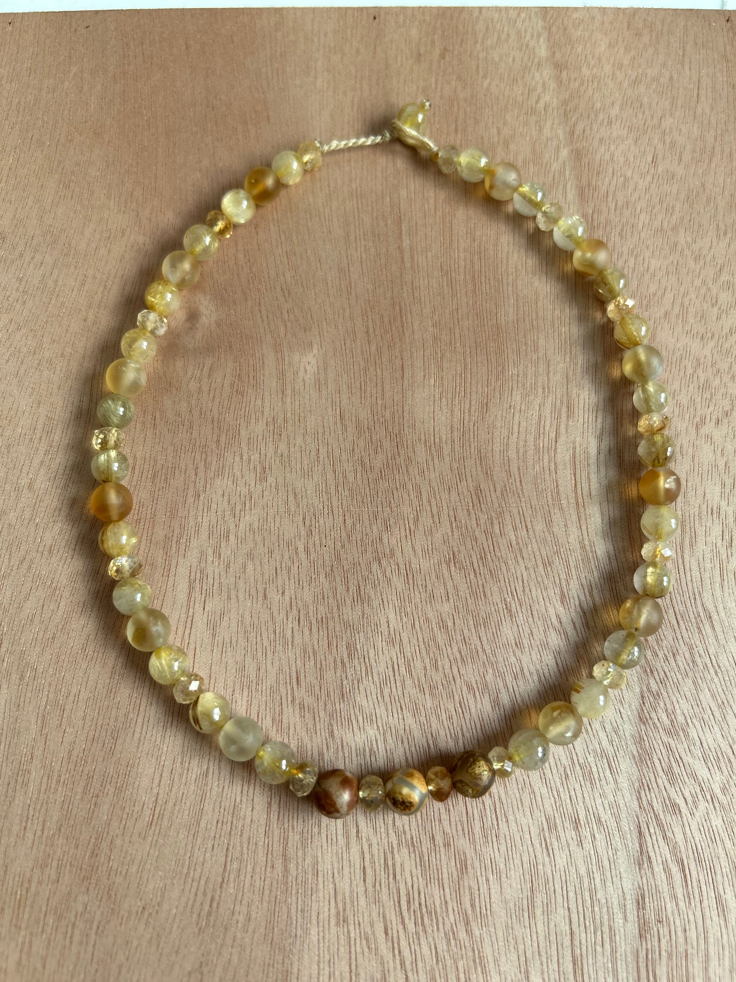 17” Citrine and Agate dZi Bead Necklace