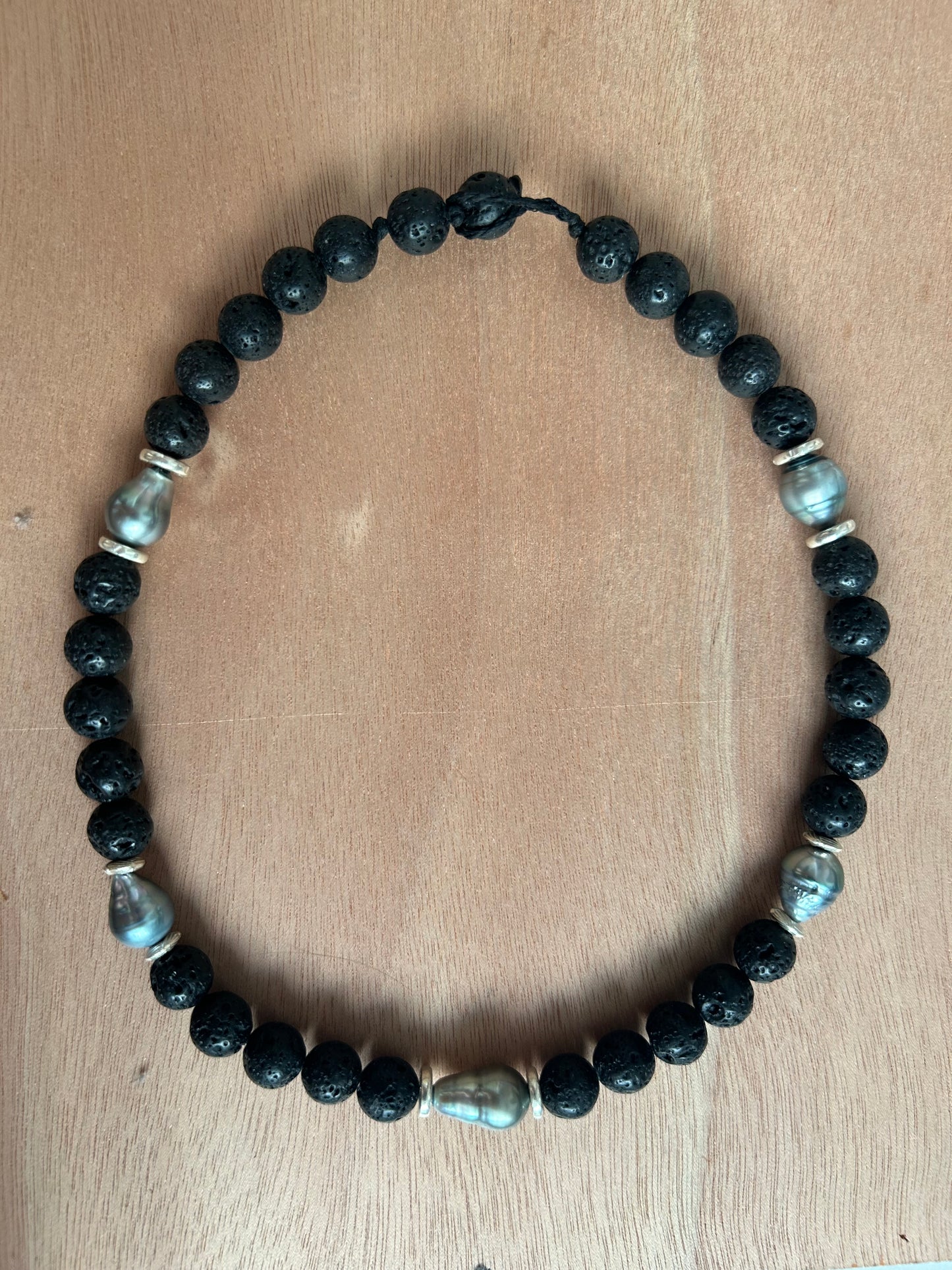 18” Ocean Blue and Lavastone Necklace