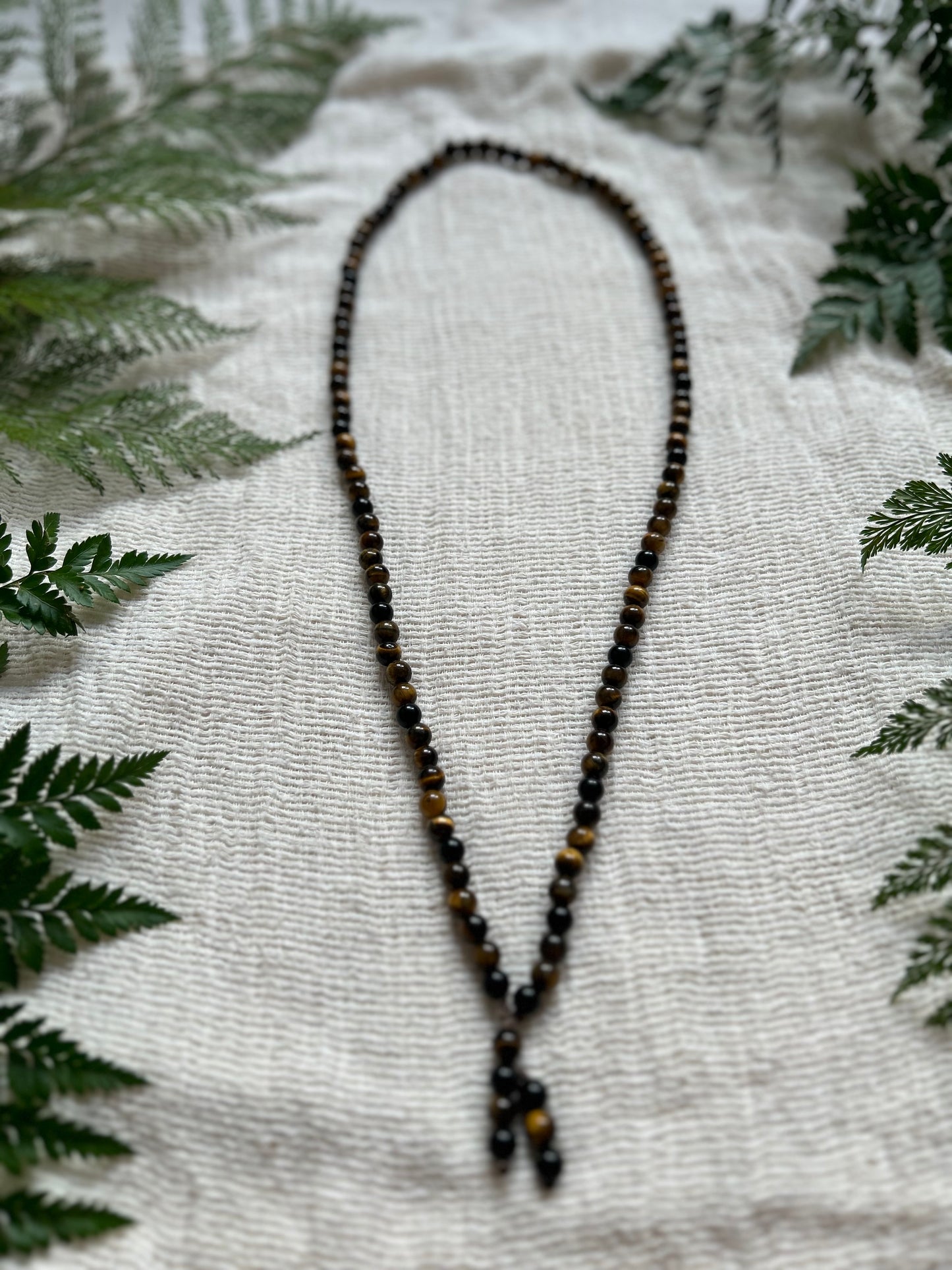 Tiger’s Eye Mala Inspired Necklace