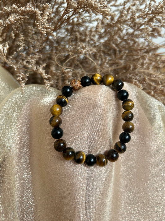 Tiger’s Eye and Obsidian Bracelet