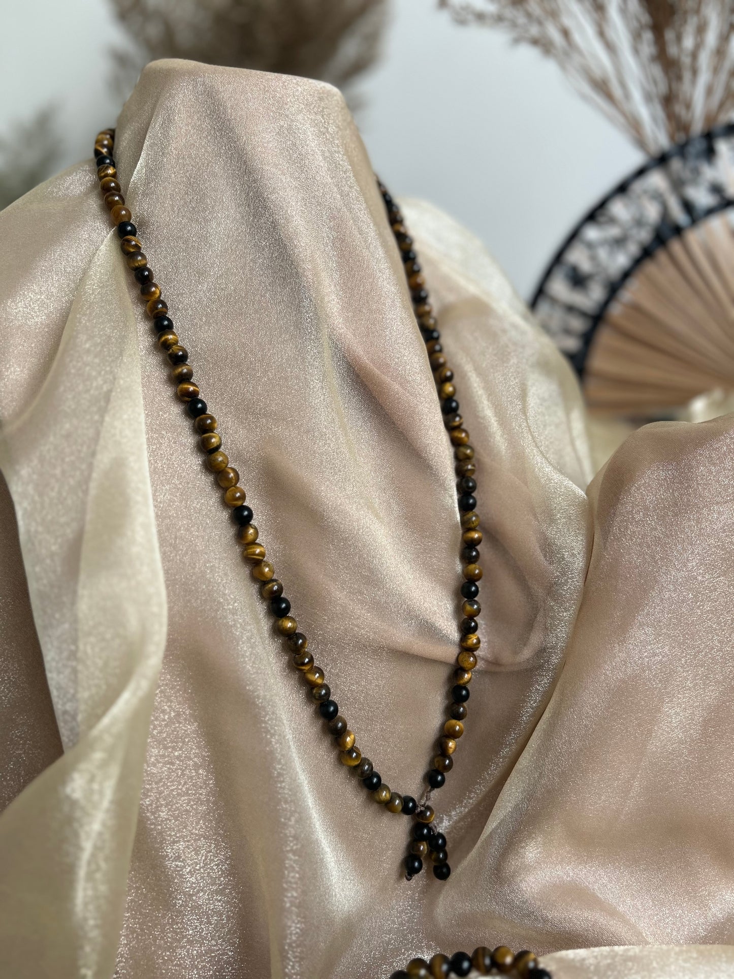 Tiger’s Eye Mala Inspired Necklace